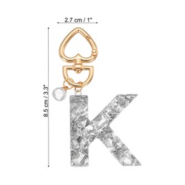 PATIKIL Alphabet Initial Letter Keychain, Cute Heart Crystal Keychains Car Keyring Letter K Pendant Charm Key Chain for Key Wallet Purse Handbag Backpack, Silver
