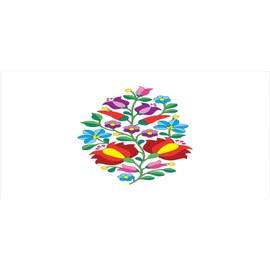 Ambesonne Ukraine Pencil Pen Holder, Traditional Folk Kalocsa Pattern Tulip Flowers Eastern European Motif Retro Print, Ceramic Pencil Holder for Desk Office Accessory, 3.6" X 3.2", Multicolour