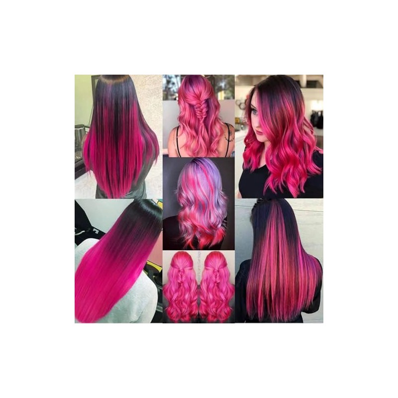 Beavorty 20 Piezas Extensiones De Cabello Rosa Clip De Color