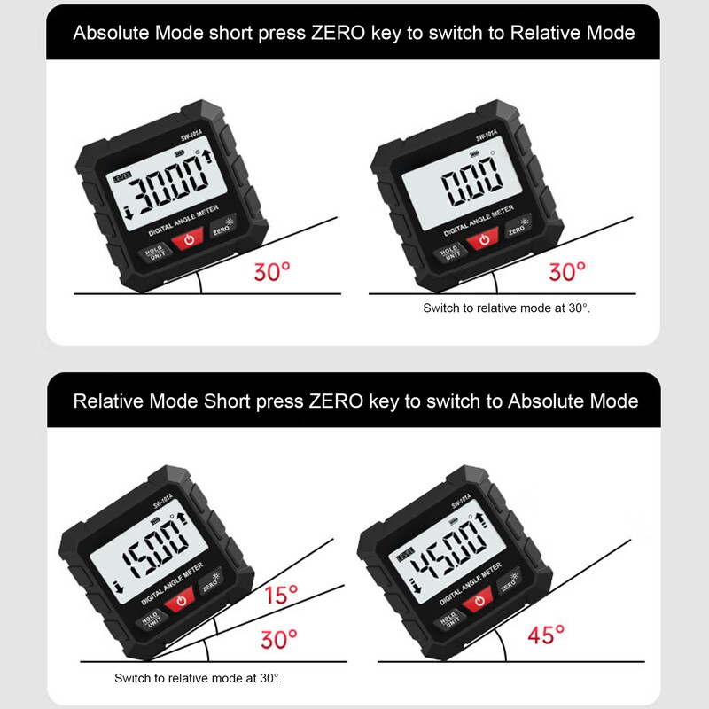 Digital Angle Finder 4 X 90 Deg Magnetic Auto Screen