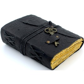 Vintage Leather Journals For Women, Vintage Leather Journal, Grimoire Journal, Leather Bound Journal, Leather Bound Notebooks Notebook Antique Books,Leather Bound Sketchbook (8X6,Black)