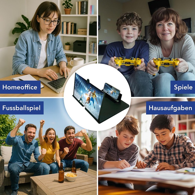 PEARL 16" Bildschirm-Lupe (40,6cm) zum Vergrößern von Handy-Display, schwarz