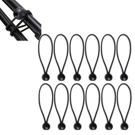 ZZLBZN Black Tarpaulin Bungees Balls, 10PCS Tarpaulin Bungee Cords Elastic Bungee Straps Short, Elastic Tie Downs Trap Bungee Cord for Banner Tarpaulins Tents Bungee Hooks Tarpaulin Holder Flag Poles