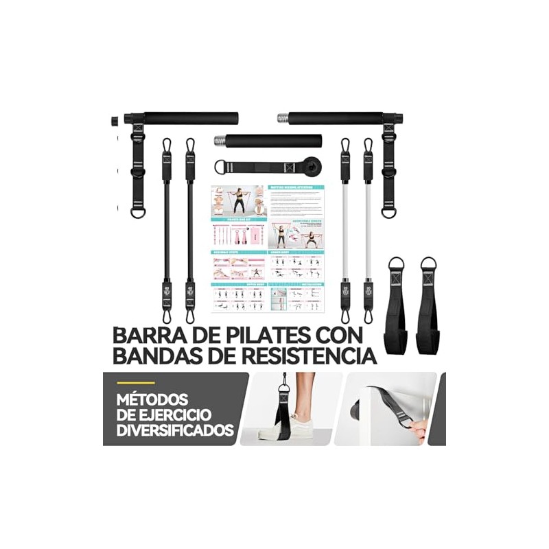 Kit de Pilates con Barra y Bandas de Resistencia, Ideal