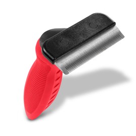 RYAN'S PET SUPPLIES Deshedding Tool, Red, Medium, Professional Dog Grooming Brush for Shedding, Pet Hair Remover, Fur Removal Brush for Medium and Long Pet Hair