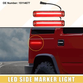 A ABSOPRO LED Side Marker Light 15114677 Rear Turn Signal Lights Fender Sidemarker Lamps for Hummer H2 2003-2009 Clear Lens Red LED Light 1 Pair