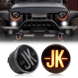 Aexploer LED Turn Signal Lights Compatible with Wrangler JK JKU 2007-2018,Turn Signal&Parking Lights,2024 NEW,Favorite of Off-Road Enthusiasts for JK,White&Yellow Light (Clear Lens)