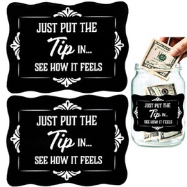 12 Pack Just Put The Tip in ... See How It Feels - Tipping Sticker 3x4 inch Tipping Jar Stickers Tipping Cash Tipping Jar for Bartender for Your Waiter Waitresses Bartender Servers Drivers Musicians