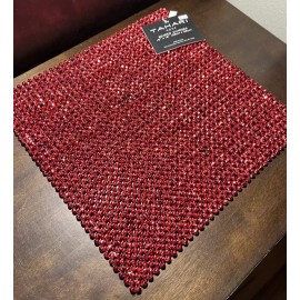 TAHARI NEW!!! RED Beaded Placemat 15” SQUARE CHARGER SHIMMER LUXE Gorgeous!
