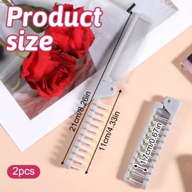 2 PCS Travel Foldable Hair Comb Brush, Anti-Static Double-Sided Compact Comb. Double Headed Foldable Pocket Mini Compact for All Hair Type Hairdressing ﻿