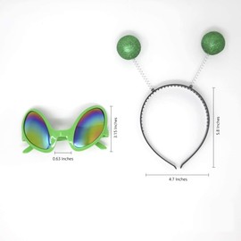 REU GLOBAL Women Green Alien Cosplay Costume Skrit with Headband and Glasses for Party Accesory (Small, Green)