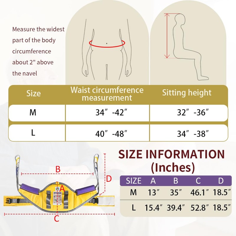 EZ Assistive Sit to Stand Lift Patient Aid Padded Sling