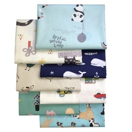 Qililandiy 7pcs Fat Quarter Cotton Fabrics Assorted Cute Animal Patterns 18x22Inches