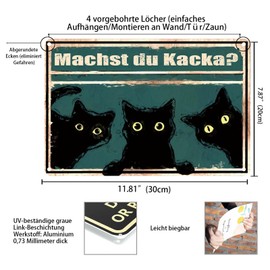 "Machst Du Kacka?" Black Cat Fun Vintage Metal Bathroom Toilet Wall Decoration Living Room Poster Decoration 20 x 30 cm (2352)