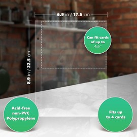 Half Letter 4x6 for 8.5x9.5’’ Pack of 50 Binders Recipe Card Sleeves Protectors, Recipe Book Page Refill Sheets, 2 Pocket Index Card Protectors, Crystal Clear Recipe Cards Covers