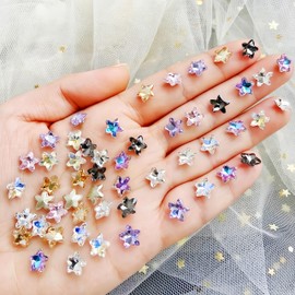 100PCS Starfish Nail Art Charms 3D Zircon Nail Charms and Gems Cute Mini Sea Shell Nail Rhinestones Summer Sea Theme Mixed Color Starfish Nails Supplies for Women Acrylic Nails DIY Kawaii Nail Crafts