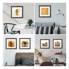 VMUZEDER 12x12 Picture Frame Rustic Brown Wood Set of 6,Display Square Pictures 8x8 with Mat or 12x12 Without Mat,Multi Photo Frames Collage for Wall - Gallery Wall Frame Set