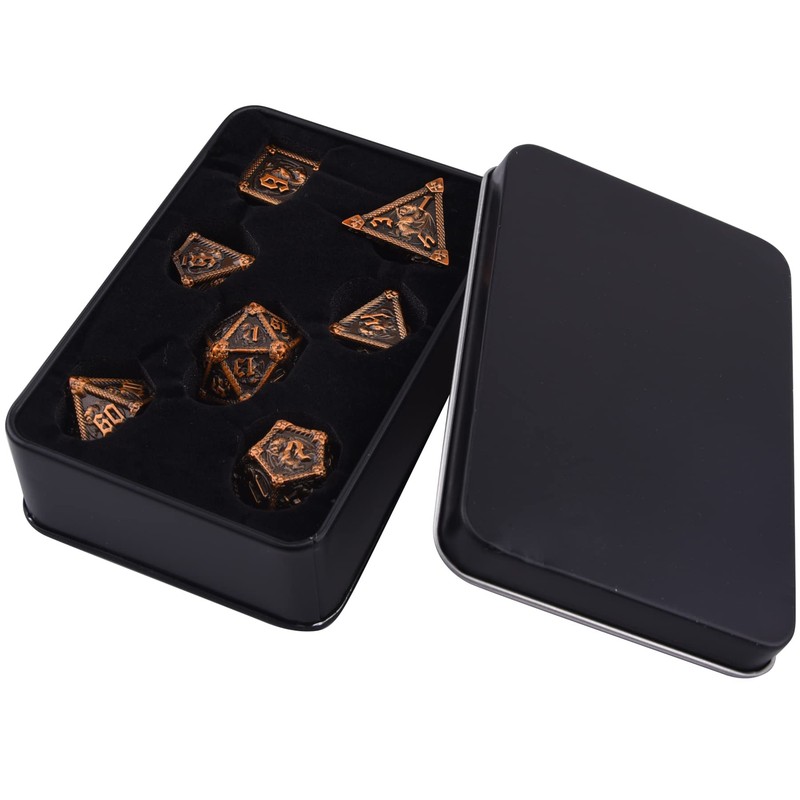 SIQUK 7 Pezzi Dadi Metallo D&D Dadi Poliedrici D20 D12