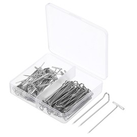 PATIKIL Sewing Pins Set, 100 Pcs Stainless Steel Push Pin with 1.5" T Pin and 1.5" U-Pins for Blocking Knitting, Fabric, Craft and Sewing, Plant, Silver