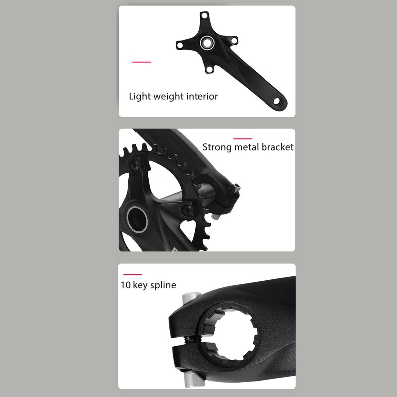 34T Bike Crankset Hollow Integrated Single Speed Round Chainring Aluminium