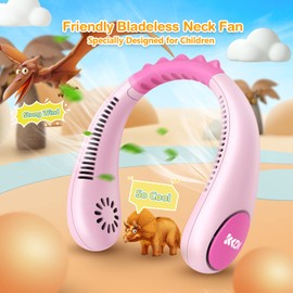 Kids Neck Fan, Portable Bladeless Fans for Kid 4-14Y Girls & Boys, 2600mAh USB Personal Mini Cooling Fan for Travel/Camping/Study, 4 Speeds, Lightweight, Compact, Perfect Summer Gifts for Kids