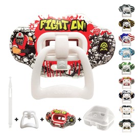 COOLLO SPORTS Lip Guard Mouthguard 2-in-1 Transformer Pacifier Football Mouthpiece Sports Lip Protector for Adults & Youth USA Flag & Fangs Mouthpiece (Case Included) (Fight On)