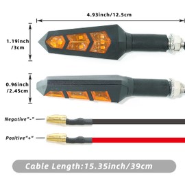 Pthene Motorcycle Led Turn Signal Lights Universal Arrow Front Rear DC 36v 48v 52v 60v Blinkers Flasher Indicator Light Turning Bulbs for Electric Motorcycles Motorbike Scooter Bicycle E-Bike Moto