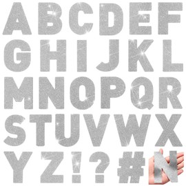 Harloon 232 Pcs 24 Sheets Large Glitter Letter Stickers Big Font Alphabet Letter Self Adhesive Letters Kit Mailbox Stickers for Mailbox Bulletin Boards Classroom Home(Silver,4 Inch)
