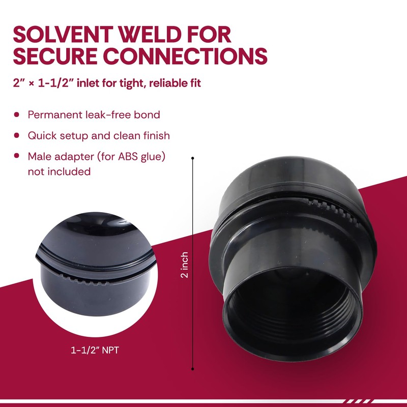 JB Products Air Admittance Valve AAV, 2″ x 1-1/2″ Solvent