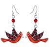 Fun Cardinal jewelry Red Bird Dangle Earrings Silver Plated Dangling
