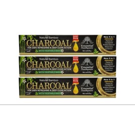 Bamboo Organic Charcoal Toothpaste, Natural Bamboo, Fluoride Free, 5 IN 1 (6 Tubes)