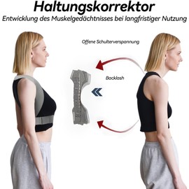 Back Straightener, Back Support Trainer, Posture Correction with Adjustable Support, Posture Corrector Back, Shoulder Strap Posture Corrector, Back Support for Men and Women, Grey, S/M