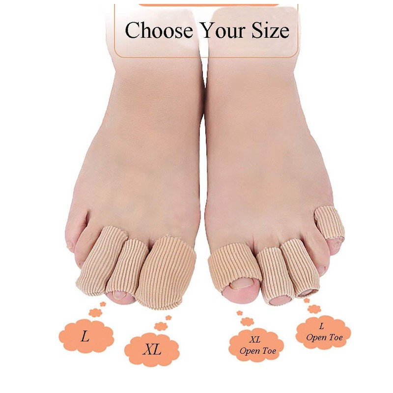 Makhry 4pcs Adjustable Cuttable Gel Toe and Finger Cap Lined