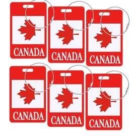 6 PCS Canada Maple Luggage Tag,Canadian Flag Banner Loop Labels for Suitcase Travel Bag Trunk Backpack