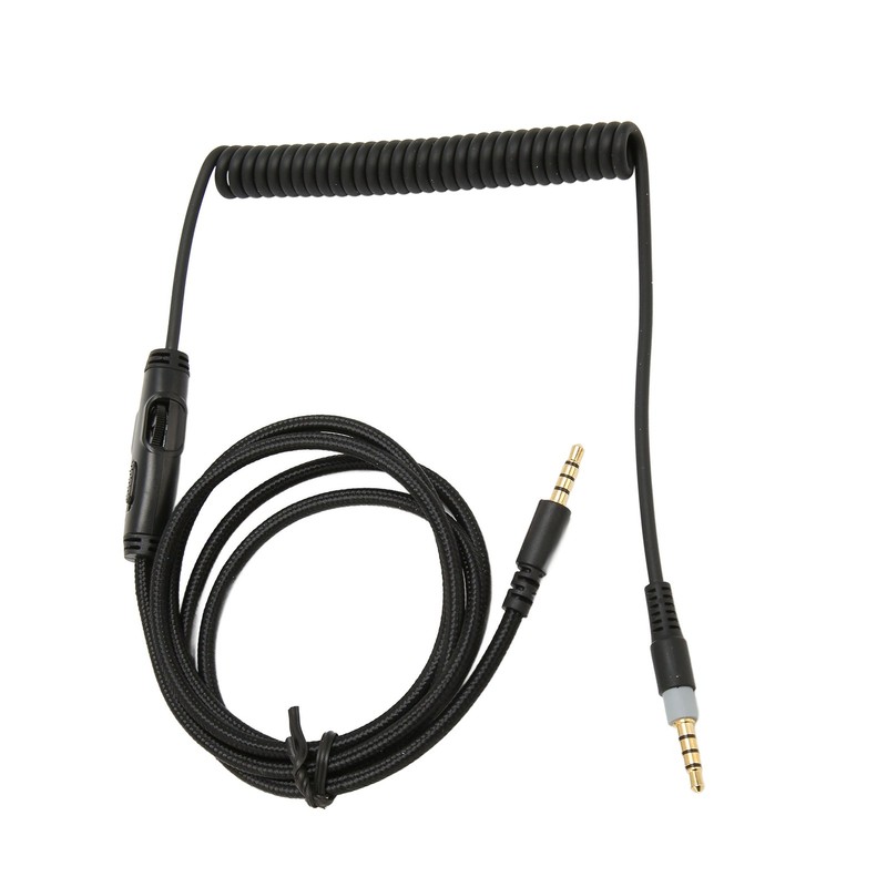 Coiled Headphone Cable Replacement Headset Sound Cord with Volume Key