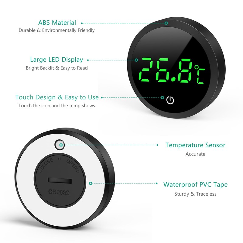ORIA Aquarium Thermometer, LED Digital Temperature Meter Aquarium (Degrees Celsius),