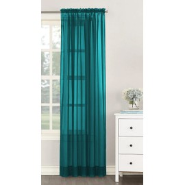 NetCurtainsUK Single Plain Voile Net Curtain Sheer Panels Slot Top Heading (Teal, 140cm (55'') Wide x 122cm (48'') Drop) (HMPVP01)
