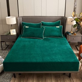 Samt Spannbettlaken 120x200 cm Warm Winter Frottee Spannbetttücher, Highdi Microfleece Flausch Vert Spannbetttuch 120 x 200 Boxspringbett Bettlaken für Hohe Matratze Steghöhe 25-30cm