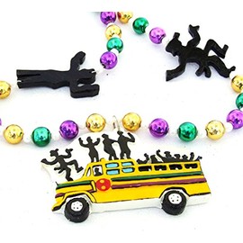 Party Bus Mardi Gras Bead Necklace Spring Break Cajun Carnival Festival New Orleans Beads