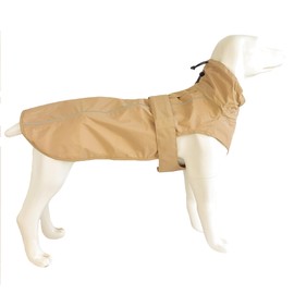 Waterproof Dog Raincoat with Reflective Strip, Adjustable Breathable Rain Coat Jacket with Leash Hole for Dogs (Khaki, Large)