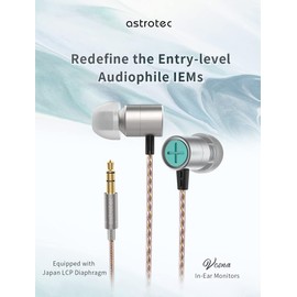 keephifi Astrotec Vesna Wired Earbuds with Microphone Tiny Earbuds in Ear Monitor with LCP Diaphragm Portable Earphones Noise Cancelling Earbuds Neutral Balanced Sound for Sport (Silver with Mic)