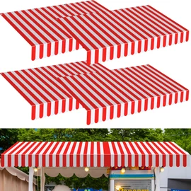 Preboun 2 Pcs Circus Awning Decor 27.6x59 Striped Carnival Tent Wall | Red White Striped Canopy for Party Photo Backdrop, Carnival Booth, Circus Themed Events, Creates Big Top Look, Easy Install