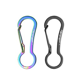 TONIFE Carabiner, Carabiner Hook Made of High-Quality Stainless Steel for Carabiner Hook Key Chain, Snap Buckle Spring Backpack Clasps (MT2802 Black Titanium + Rainbow Titanium)