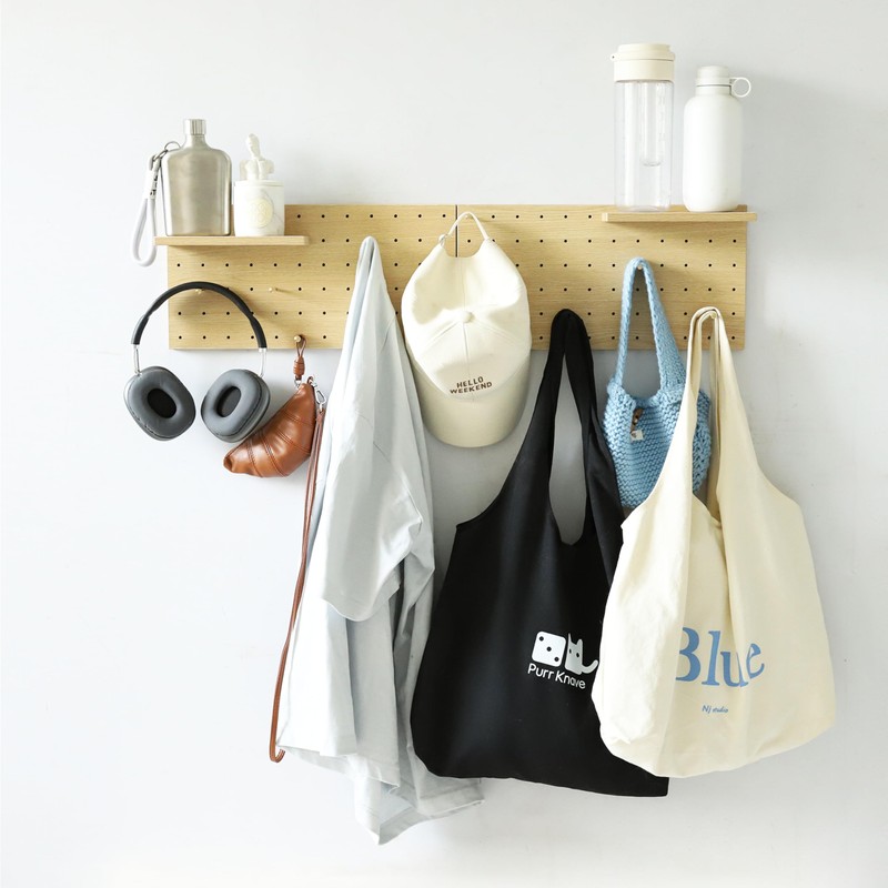 XAOHOME Wooden Pegboard, Sturdy Peg Board for WallsModular Grid Organizer,