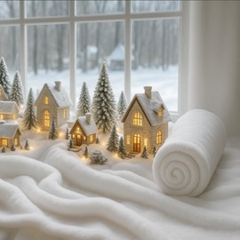 Tudomro Christmas Fake Snow Blanket 2.62 x 7.87 ft Soft Faux Fur Artificial Snow Cover Roll White Winter Decor for Xmas Trees Holiday Village Craft Decorations Photo Prop