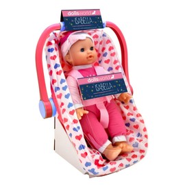 DOLLSWORLD from Peterkin | Isabella Doll & Car Set | 30cm (12") soft bodied doll with sleeping eyes, complete with rocking baby car seat with adjustable carry handle | Dolls & Accessories | Ages 18m+