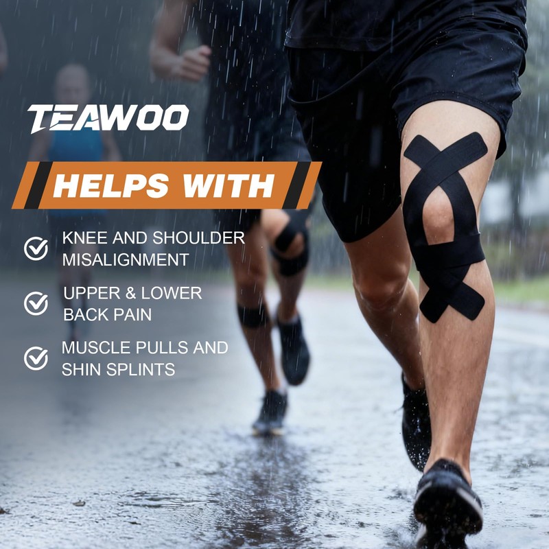 TEAWO Kinesiology Tape 2 Rolls (2in X 16.4Ft) – Waterproof,