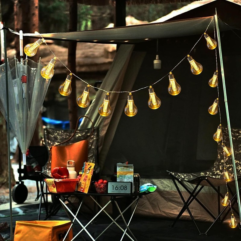 Battery Operated Edison Lights Outdoor String with Timer, 6.56 Ft