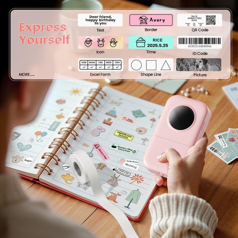 Phomemo Label Maker Machine, D30 Portable Handheld Bluetooth Mini Label