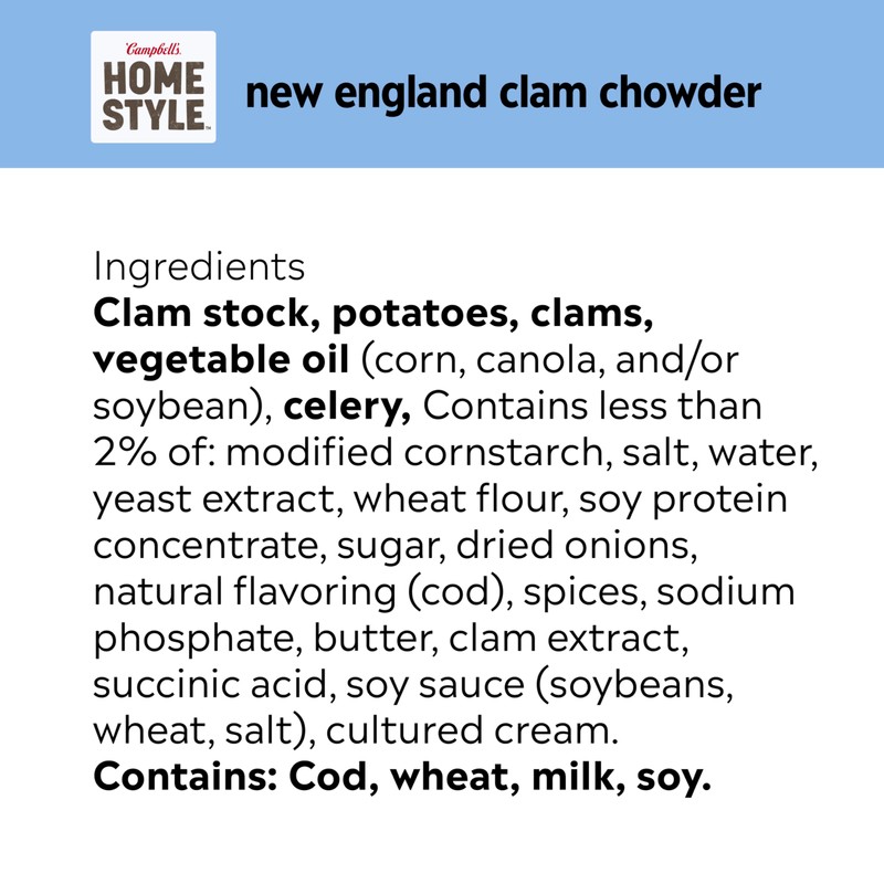 Campbell's Homestyle New England Clam Chowder Soup, 16.3 OZ Can